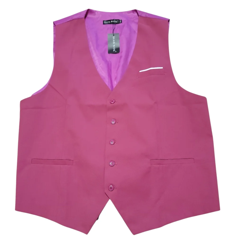 Barry Wang Wedding Vest for Men Ruby‎ Solid V-Neck Waistcoat Size XXL Formal